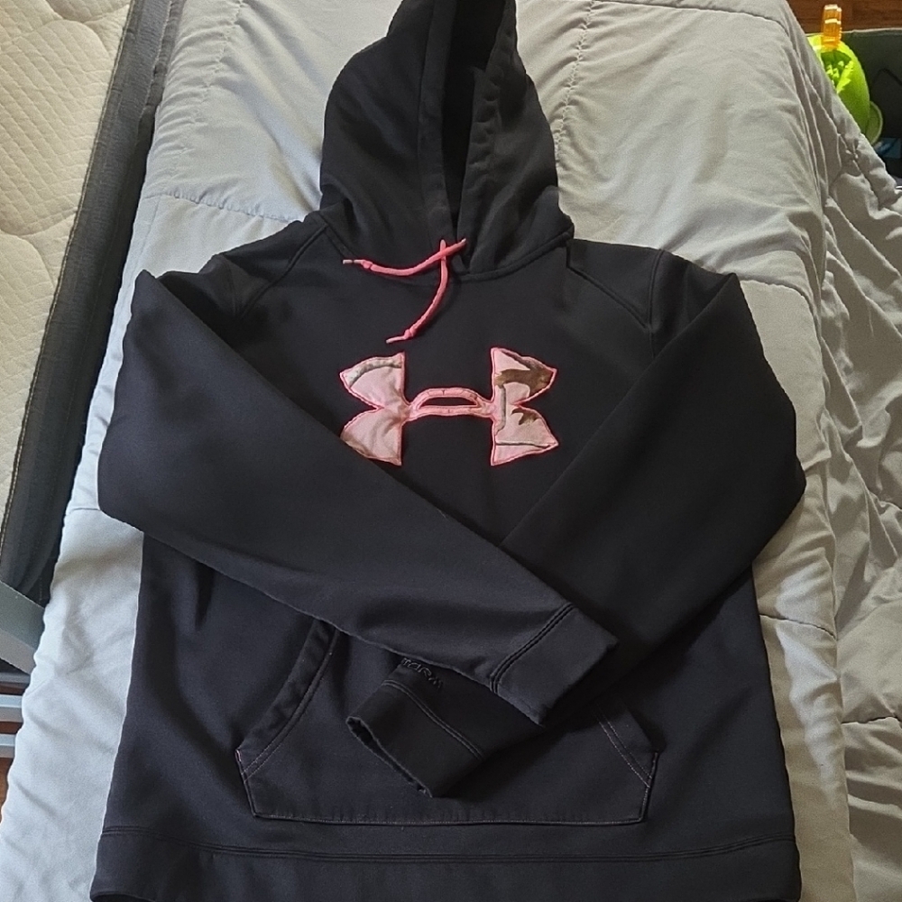 Under Armour Kids Hoodie in Black with Pink Logo
